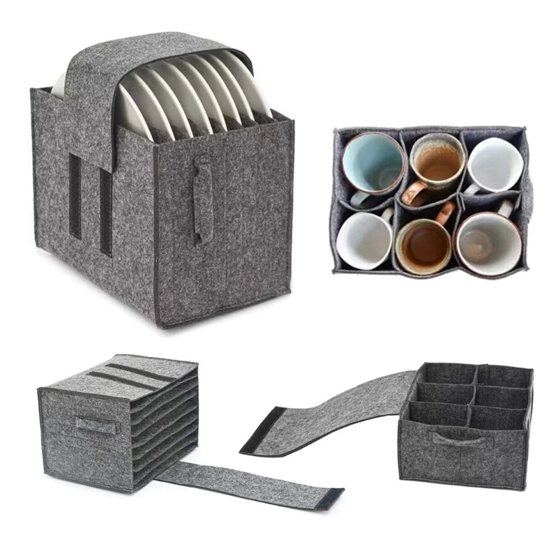 Camping Cooking Organizer - Tas penyimpanan cangkir piring, tebal berkemah