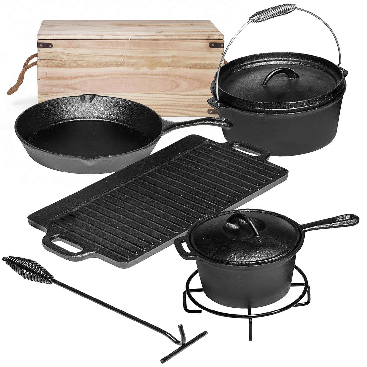 Camp Dutch Oven Cast - Set Peralatan Memasak untuk Berkemah (7