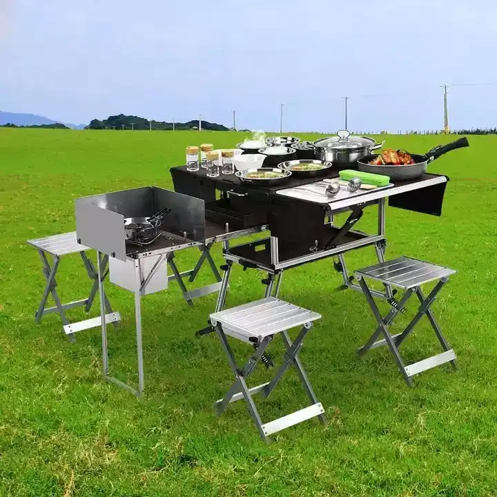 Gerobak Makan Lipat Portabel u - Camping Cooking Dining Set ulasan dan harga